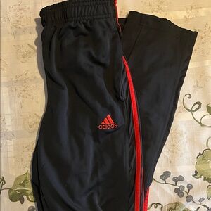 Adidas Black Joggers with Red Stripes